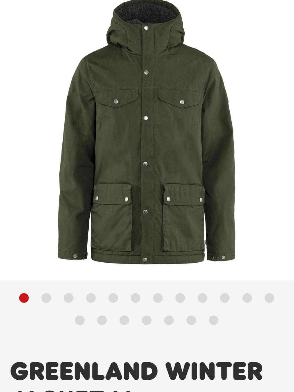 Fjallraven Greenland Winter Hooded Parka Jacket - Olive Green